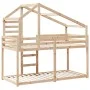 Bunk bed with solid pine wood roof 90x200 cm by , Beds and slatted bases - Ref: Foro24-3281970, Price: 230,41 €, Discount: %