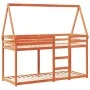 Bunk bed with solid pine wood roof in brown, 80x200 cm. by , Beds and slatted bases - Ref: Foro24-3282083, Price: 185,36 €, D...