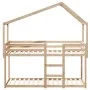 Bunk bed with solid pine wood roof 80x200 cm by , Beds and slatted bases - Ref: Foro24-3282041, Price: 196,33 €, Discount: %