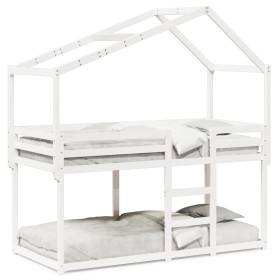 Bunk bed with solid white pine wood roof 90x190 cm by , Beds and slatted bases - Ref: Foro24-3282048, Price: 224,85 €, Discou...