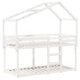 Cama litera con techo madera maciza de pino blanco 90x190 cm de , Camas y somieres - Ref: Foro24-3282048, Precio: 227,69 €, D...