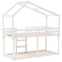 Cama litera con techo madera maciza de pino blanco 90x190 cm de , Camas y somieres - Ref: Foro24-3282048, Precio: 227,69 €, D...
