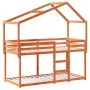 Bunk bed with solid pine wood roof in brown, 80x200 cm. by , Beds and slatted bases - Ref: Foro24-3282043, Price: 217,80 €, D...