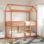 Bunk bed with solid pine wood roof in brown wax, 75x190 cm. by , Beds and slatted bases - Ref: Foro24-3282131, Price: 243,44 ...