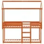 Bunk bed with solid pine wood roof in brown wax, 75x190 cm. by , Beds and slatted bases - Ref: Foro24-3282131, Price: 243,44 ...