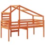 Cama alta con techo madera maciza de pino marrón cera 90x200 cm de , Camas y somieres - Ref: Foro24-3281979, Precio: 242,42 €...