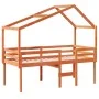 Hochbett mit massivem Kieferndach in brauner Wachsfarbe 80x200 cm. von , Betten und Lattenroste - Ref: Foro24-3282057, Preis:...