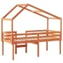 Hochbett mit massivem Kieferndach in brauner Wachsfarbe 80x200 cm. von , Betten und Lattenroste - Ref: Foro24-3282057, Preis:...