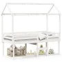 High bed with solid white pine wood roof 90x200 cm by , Beds and slatted bases - Ref: Foro24-3282133, Price: 282,28 €, Discou...