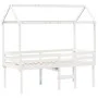 Hochbett mit weißem Massivholzdach aus Kiefer, weiß, 90x200 cm. von , Betten und Lattenroste - Ref: Foro24-3282133, Preis: 27...