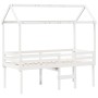 Hochbett mit weißem Massivholzdach aus Kiefer, weiß, 90x200 cm. von , Betten und Lattenroste - Ref: Foro24-3282133, Preis: 28...