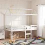 Hochbett mit weißem Massivholzdach aus Kiefer, weiß, 90x200 cm. von , Betten und Lattenroste - Ref: Foro24-3282133, Preis: 27...