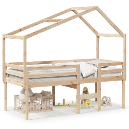 Hochbett mit massivem Kieferndach 80x200 cm von , Betten und Lattenroste - Ref: Foro24-3282055, Preis: 187,20 €, Rabatt: %