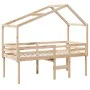 High bed with solid pine wood roof 80x200 cm by , Beds and slatted bases - Ref: Foro24-3282055, Price: 196,23 €, Discount: %