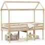 High bed with solid pine wood roof 90x190 cm by , Beds and slatted bases - Ref: Foro24-3282138, Price: 216,26 €, Discount: %
