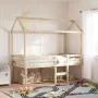 High bed with solid pine wood roof 90x190 cm by , Beds and slatted bases - Ref: Foro24-3282138, Price: 216,26 €, Discount: %