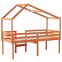 Cama alta con techo madera maciza de pino marrón cera 90x190 cm de , Camas y somieres - Ref: Foro24-3282060, Precio: 225,31 €...
