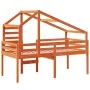Hochbett mit massivem Kiefernholzdach in brauner Wachsfarbe 75x190 cm. von , Betten und Lattenroste - Ref: Foro24-3281985, Pr...