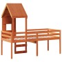 Cama alta con techo madera maciza de pino marrón cera 90x200 cm de , Camas y somieres - Ref: Foro24-3282015, Precio: 253,56 €...