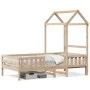 Bed frame with solid pine wood roof 90x200 cm by , Beds and slatted bases - Ref: Foro24-3282159, Price: 186,92 €, Discount: %
