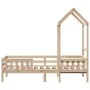 Bed frame with solid pine wood roof structure 90x190 cm by , Beds and slatted bases - Ref: Foro24-3282165, Price: 184,44 €, D...