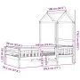 Bed frame with solid pine wood roof structure 90x190 cm by , Beds and slatted bases - Ref: Foro24-3282165, Price: 184,44 €, D...