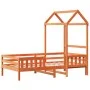 Bed frame with solid pine wood roof in brown, 90x190 cm. by , Beds and slatted bases - Ref: Foro24-3282167, Price: 189,26 €, ...