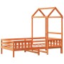 Bettgestell mit massivem Kiefernholzdach in Braun 90x190 cm. von , Betten und Lattenroste - Ref: Foro24-3282167, Preis: 191,7...