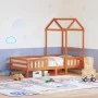 Bed frame with solid pine wood roof in brown, 90x190 cm. by , Beds and slatted bases - Ref: Foro24-3282167, Price: 189,26 €, ...