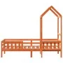 Bed frame with solid pine wood roof in brown, 90x190 cm. by , Beds and slatted bases - Ref: Foro24-3282167, Price: 189,26 €, ...