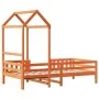 Bed frame with solid pine wood roof in brown, 90x190 cm. by , Beds and slatted bases - Ref: Foro24-3282167, Price: 189,26 €, ...