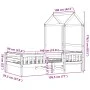Bed frame with solid pine wood roof in brown, 90x190 cm. by , Beds and slatted bases - Ref: Foro24-3282167, Price: 189,26 €, ...