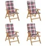 Sillas de jardín reclinables y cojines 4 uds madera maciza teca de , Sillas de jardín - Ref: Foro24-3196476, Precio: 651,43 €...