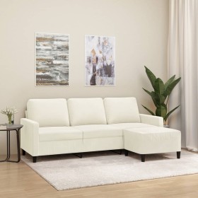3-seater sofa with cream velvet ottoman 180 cm by , Sofas - Ref: Foro24-3201063, Price: 350,89 €, Discount: %