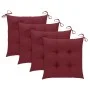 Garden chairs 4 units teak wood with red wine cushions by , Garden chairs - Ref: Foro24-3073028, Price: 603,49 €, Discount: %