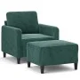 Sessel mit Hocker aus dunkelgrünem Samt, 60 cm. von , Sofas - Ref: Foro24-3201166, Preis: 219,41 €, Rabatt: %