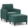 Sessel mit Hocker aus dunkelgrünem Samt, 60 cm. von , Sofas - Ref: Foro24-3201166, Preis: 228,24 €, Rabatt: %