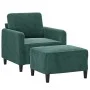 Sessel mit Hocker aus dunkelgrünem Samt, 60 cm. von , Sofas - Ref: Foro24-3201166, Preis: 219,41 €, Rabatt: %