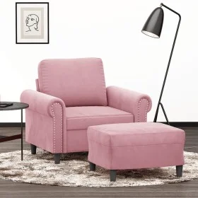 Sessel mit Hocker aus rosa Samt, 60 cm. von , Sofas - Ref: Foro24-3201208, Preis: 212,33 €, Rabatt: %