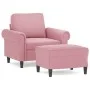 Sessel mit Hocker aus rosa Samt, 60 cm. von , Sofas - Ref: Foro24-3201208, Preis: 212,33 €, Rabatt: %