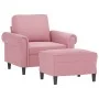 Sessel mit Hocker aus rosa Samt, 60 cm. von , Sofas - Ref: Foro24-3201208, Preis: 212,33 €, Rabatt: %