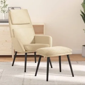 Sillón de relax con reposapiés de tela color crema de , Sillones - Ref: Foro24-3097770, Precio: 129,58 €, Descuento: %