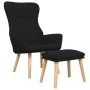 Sillón de relax con taburete tela negro de , Sillones - Ref: Foro24-3097888, Precio: 124,71 €, Descuento: %