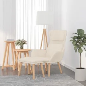 Sillón de relax con taburete terciopelo blanco crema de , Sillones - Ref: Foro24-3097829, Precio: 147,14 €, Descuento: %