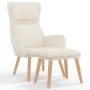 Entspannungssessel mit Hocker aus weiß-cremefarbenem Samt. von , Sessel - Ref: Foro24-3097829, Preis: 153,32 €, Rabatt: %