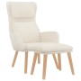 Entspannungssessel mit Hocker aus weiß-cremefarbenem Samt. von , Sessel - Ref: Foro24-3097829, Preis: 153,32 €, Rabatt: %