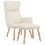 Sillón de relax con taburete terciopelo blanco crema de , Sillones - Ref: Foro24-3097829, Precio: 147,14 €, Descuento: %