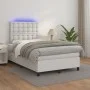 Boxspringbett mit LED-Lichtern, weißes Kunstleder, 120x200 cm. von , Betten und Lattenroste - Ref: Foro24-3135934, Preis: 423...