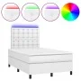 Box spring bed with white synthetic leather mattress and LED lights 120x200 cm by , Beds and slatted bases - Ref: Foro24-3135...