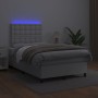 Boxspringbett mit LED-Lichtern, weißes Kunstleder, 120x200 cm. von , Betten und Lattenroste - Ref: Foro24-3135934, Preis: 428...
